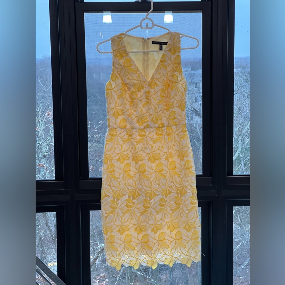 White House Black Market Lace Yellow Dress - 00, 0